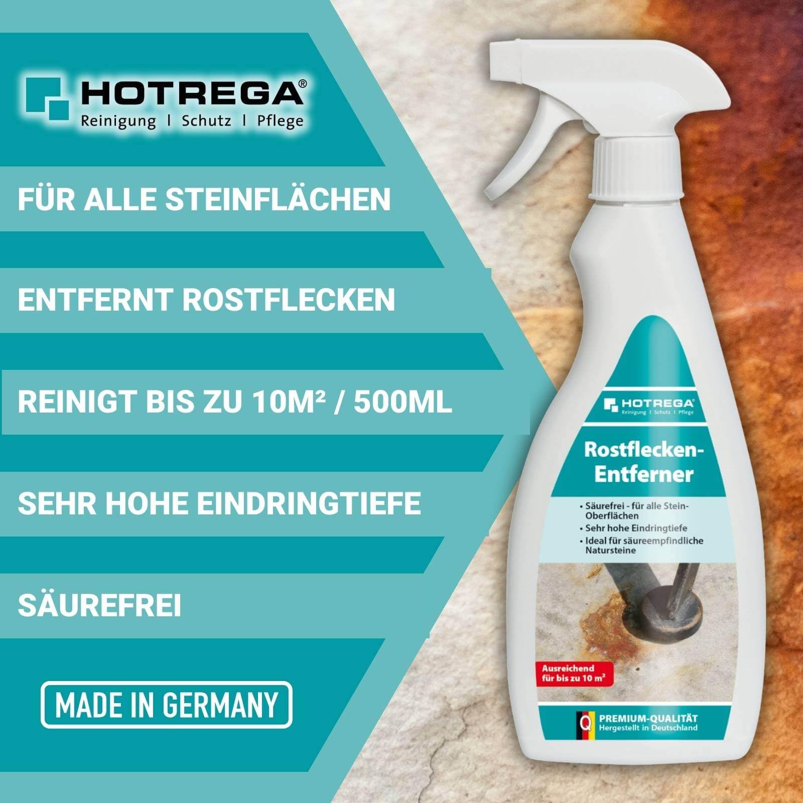 HOTREGA Rostfleckenentferner 5x 500ml | Säurefreier Reiniger für Stein