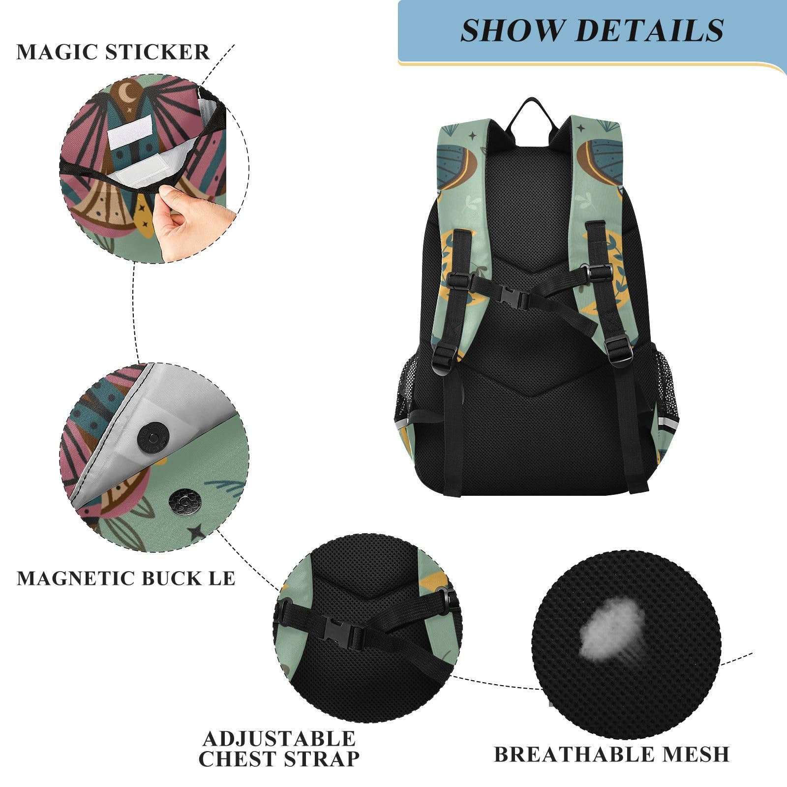 Mnsruu Sac à dos pour ordinateur portable 15,6" Motif forêt magique avec papillon papillon papillon pour adolescentes, sac à dos de voyage léger pour le travail universitaire, 45 x 33 x 17 cm
