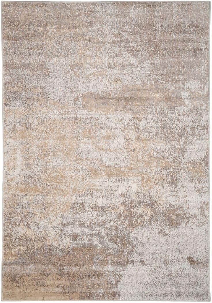 Warm Neutral Greige Abstract Living Room Area Rug Contemporary Grey Beige Elegant Stain Resistant Carpet Versatile Kitchen Island Hallway Rugs 80cm x 150cm