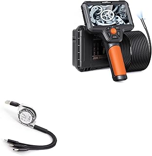 BoxWave Cable Compatible with Depstech Dual Lens 5.0 Video Borescope Inspection Camera (5 in) - AllCharge miniSync, Retractable, Portable USB Cable - Jet Black