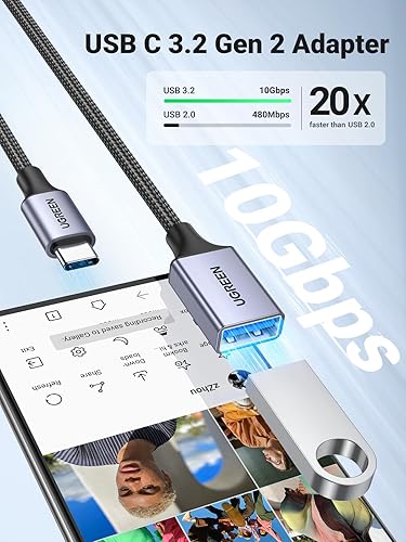 Miniatura 3 de UGREEN Adaptador USB C a USB 3.1, USB C macho a USB hembra, adaptador trenzado de nailon, cable OTG tipo C compatible con Samsung S23 Ultra, MacBook