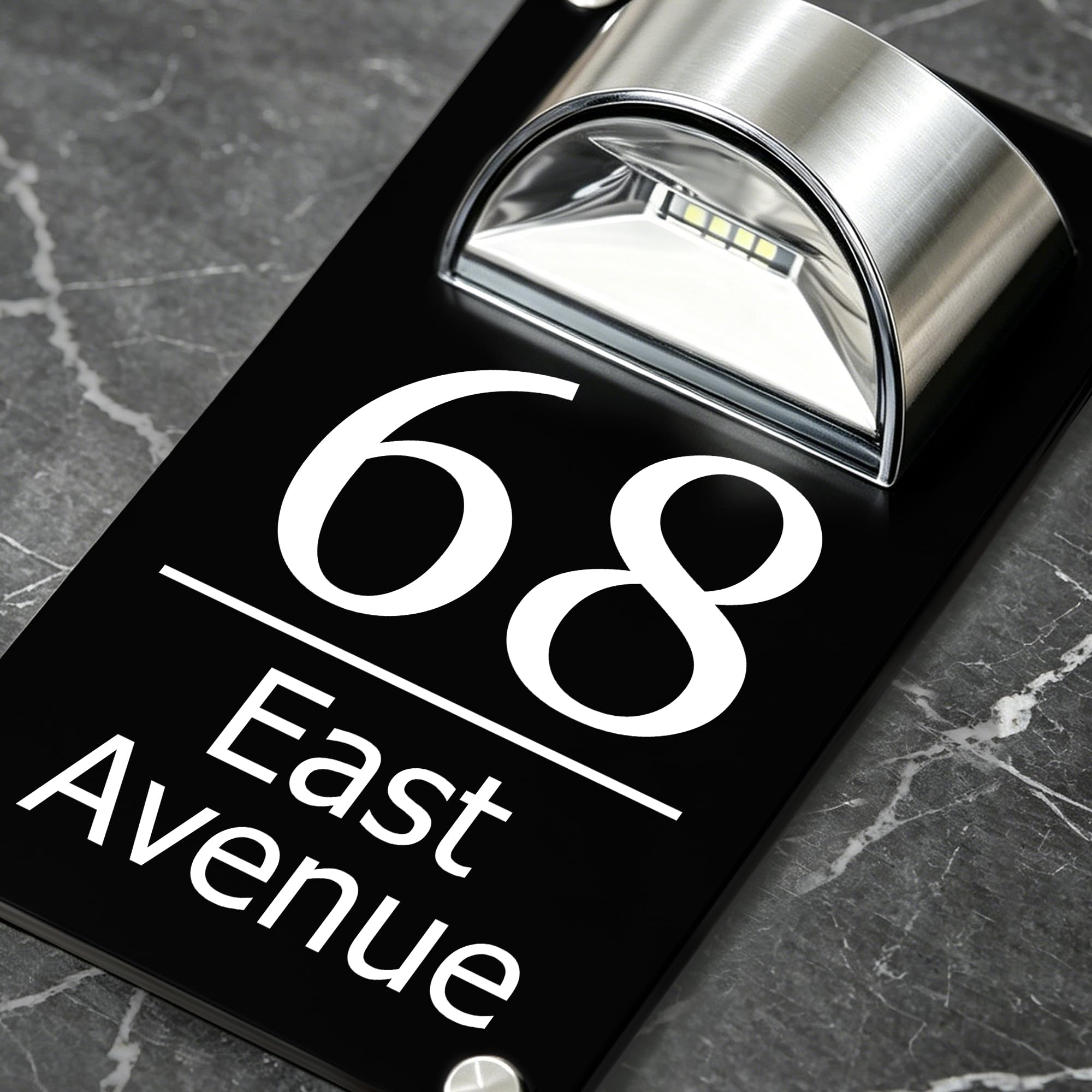 EDSG Solar House Numbers, House Numbers Plaques with Solar Light, Door Number Plaques for Wall, House Signs LED House Number for Outside (Design 4, Solar House Number-2)