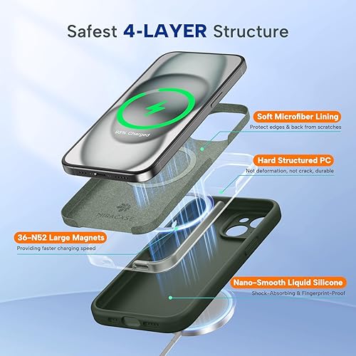 Miniatura 848 de Miracase Funda diseñada para iPhone 13 Pro Max con protector de pantalla, [forro de microfibra suave antiarañazos], funda protectora de silicona