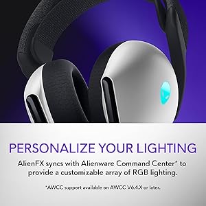 Alienware Tri-Mode Wireless Gaming Headset AW725H - Wired/Wireless, Bluetooth 5.3, Audio Output - 20 Hz, Mini-Phone (3.5mm), Battery Talk Time Up to 55 Hrs (Bluetooth), Lunar Light