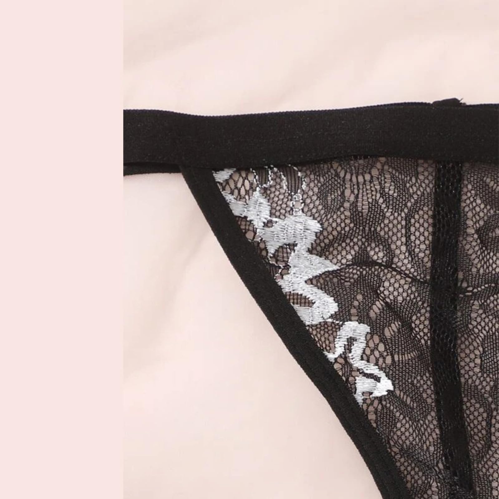 bodysuitNero Sexy Lingerie Traforata con Spalline Trasparenti Reggiseno Set Sexy (Nero S)