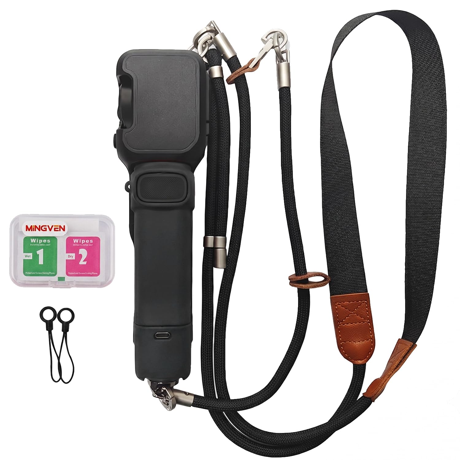 Correa de cámara para Insta360 Luna Ultra con lente y protector de | Cordón 2 en 1 para hombro/muñeca con funda protectora Luna Ultra, correa ajustable para viajes, vlogging, fotografía (negro)