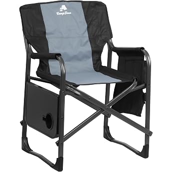 CampFeuer Folding Camping Chair Grey Fishing Chair with Fold-Out Table Folding Chair Fishing Chair Folding Chair Garden Chair Beach Chair Folding Chair Camping Chair Festival Chair