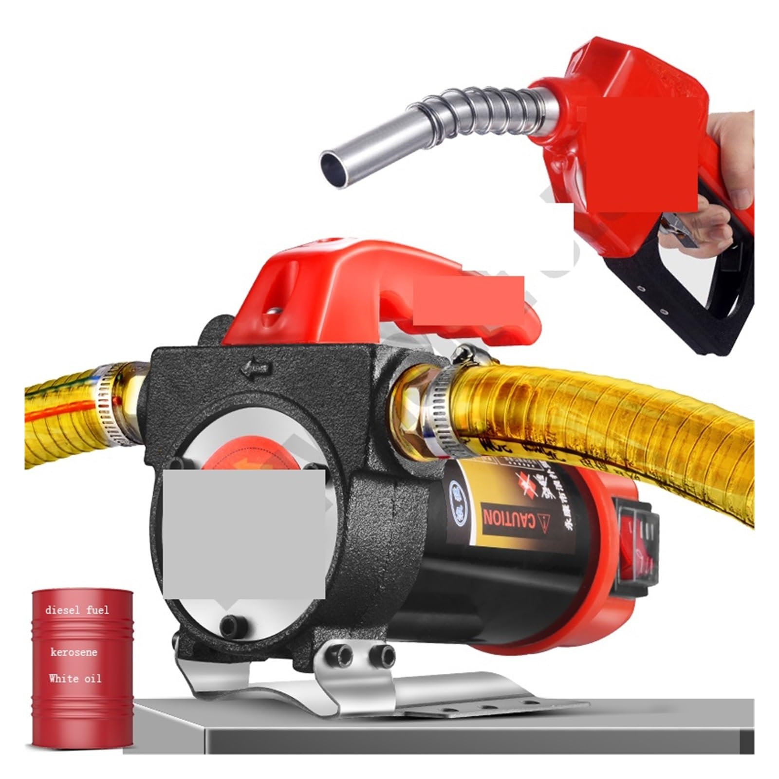 Pompa elettrica di trasferimento carburante 12V/24V/220, 12GPM Comodo distributore di carburante Start-stop automatico for/cherosene/olio per olio per trasformatori diesel-cherosene(Set meal 4)
