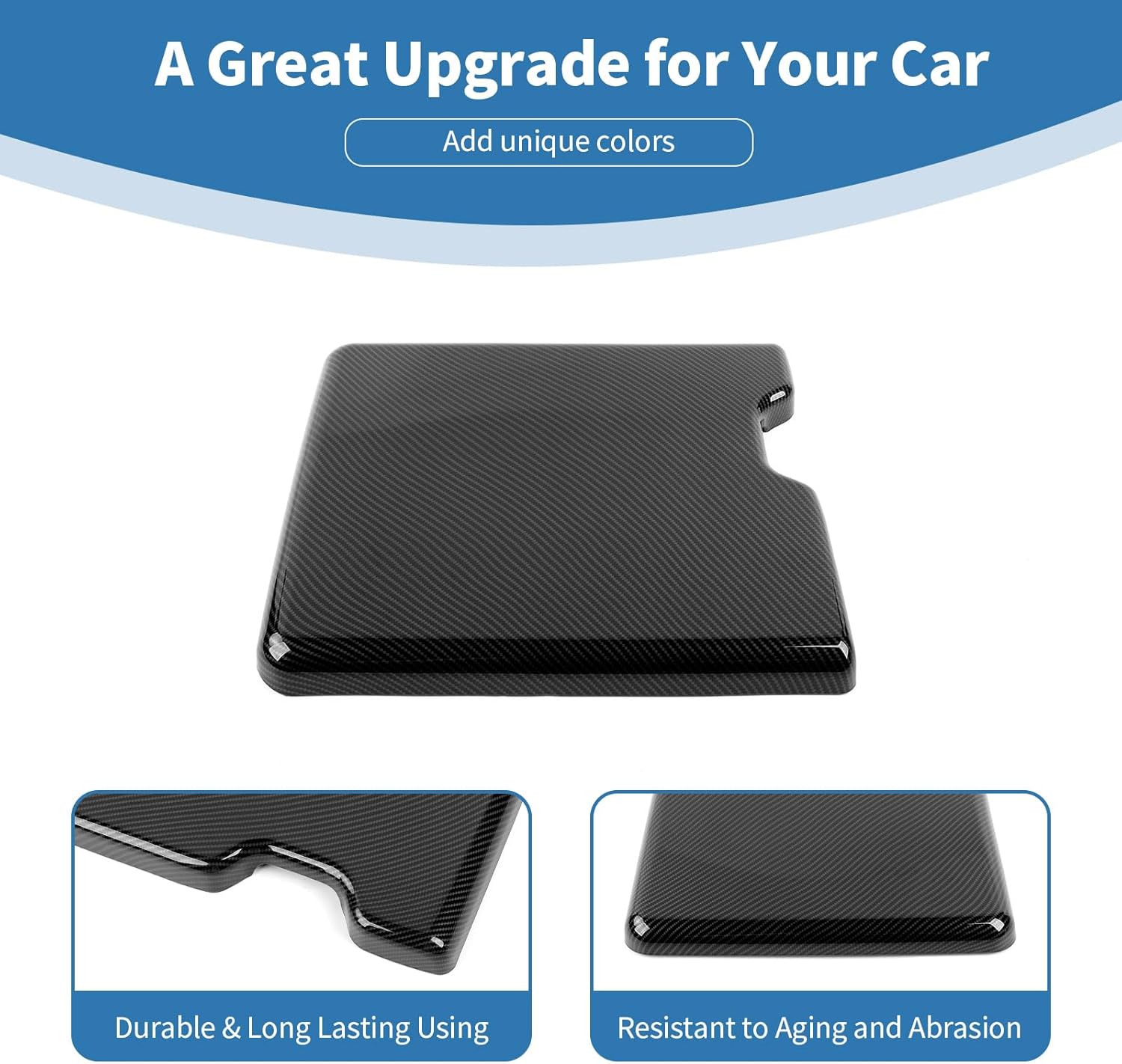 for F150 Center Console Armrest Cover Trim Fit for Ford F150/F250/F350/F450 2021+(for 3 Front Seats Model) Black Carbon Fiber Interior Accessories 1pc