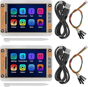 2Pcs ESP32 2.8" Dual-Core WiFi Bluetooth Development Board with 240x320 TFT Touch LCD Display Case Compatible with Arduino IDE for IoT Projects