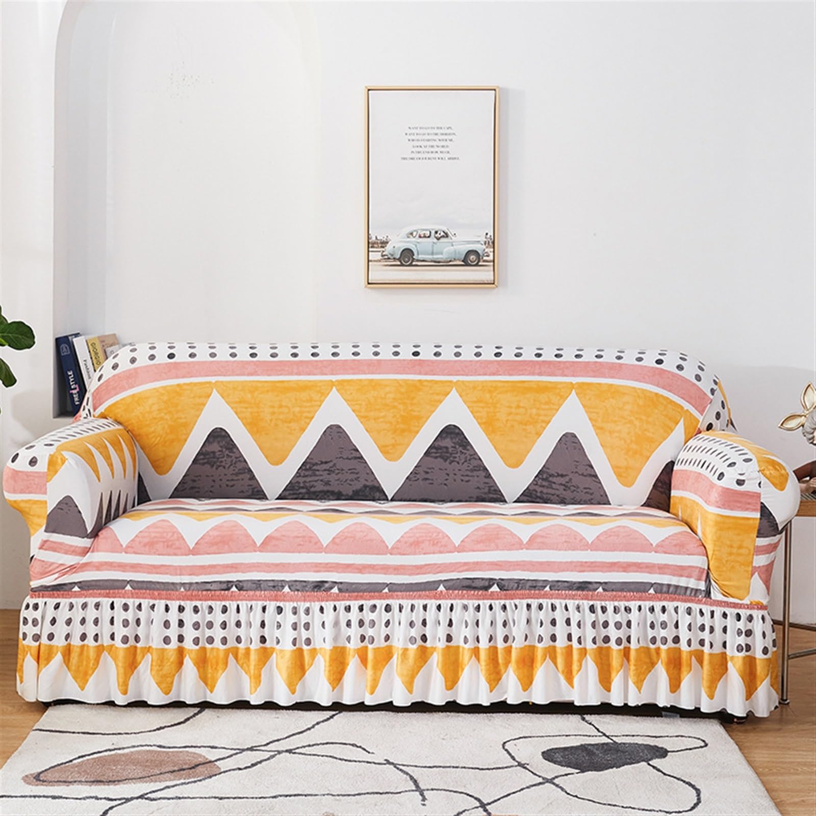 BAMFY Couch Cover Printed Sofa Cover for 1/2/3/4 Seater Furniture Protective Corner Stretch Slipcovers Armchairs Universal Recliner Chair Covers(Boho,235-300cm)