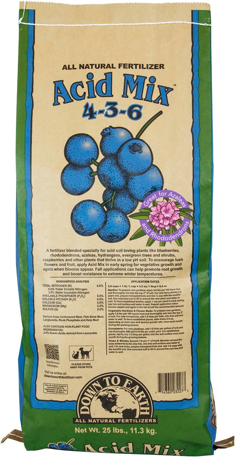 Down to Earth All Natural Acid Mix Fertilizer 4-3-6, 25 lb