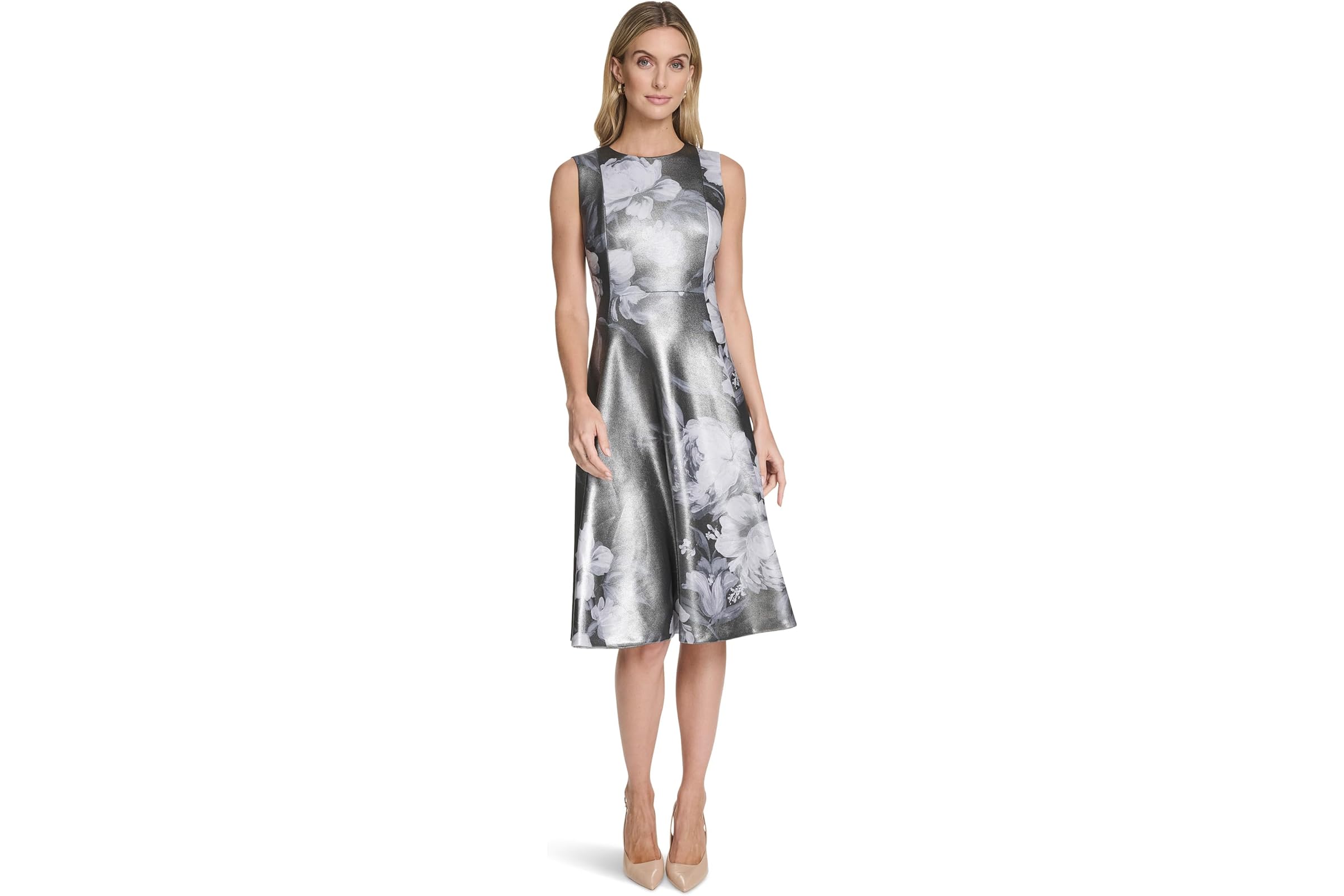 Платье Calvin Klein Sleeveless Metallic Scuba A-Line