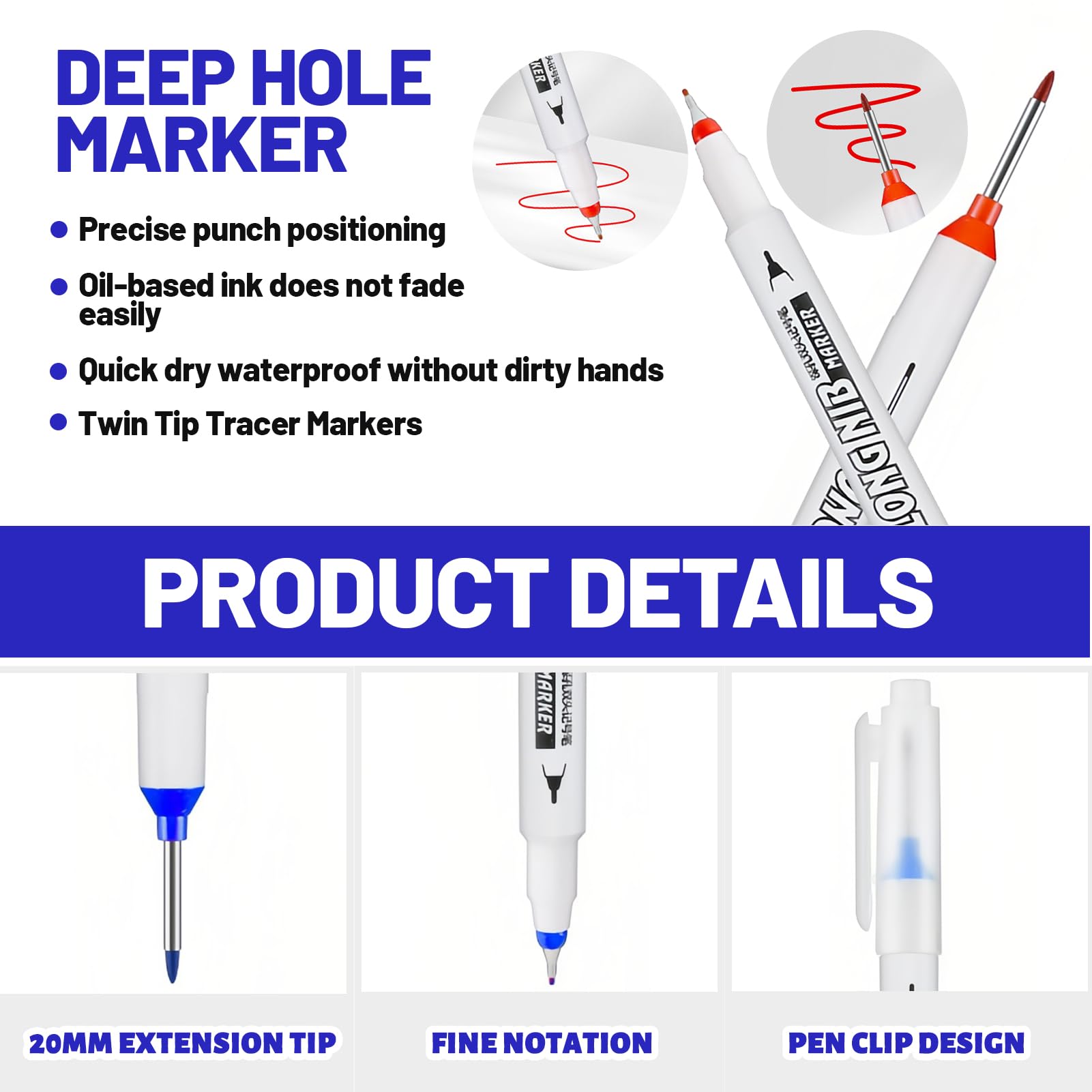 Hole Marker Pen And Pencil LUXORA 4 Pcs Deep Hole Marker Pens ...