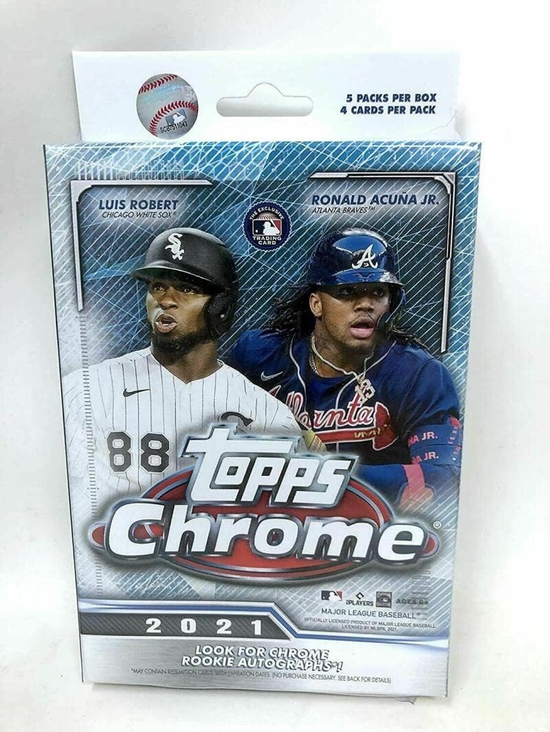 2021 Topps Chrome Baseball Factory Sealed Hanger Box 5 Packs of 4 Cards.
