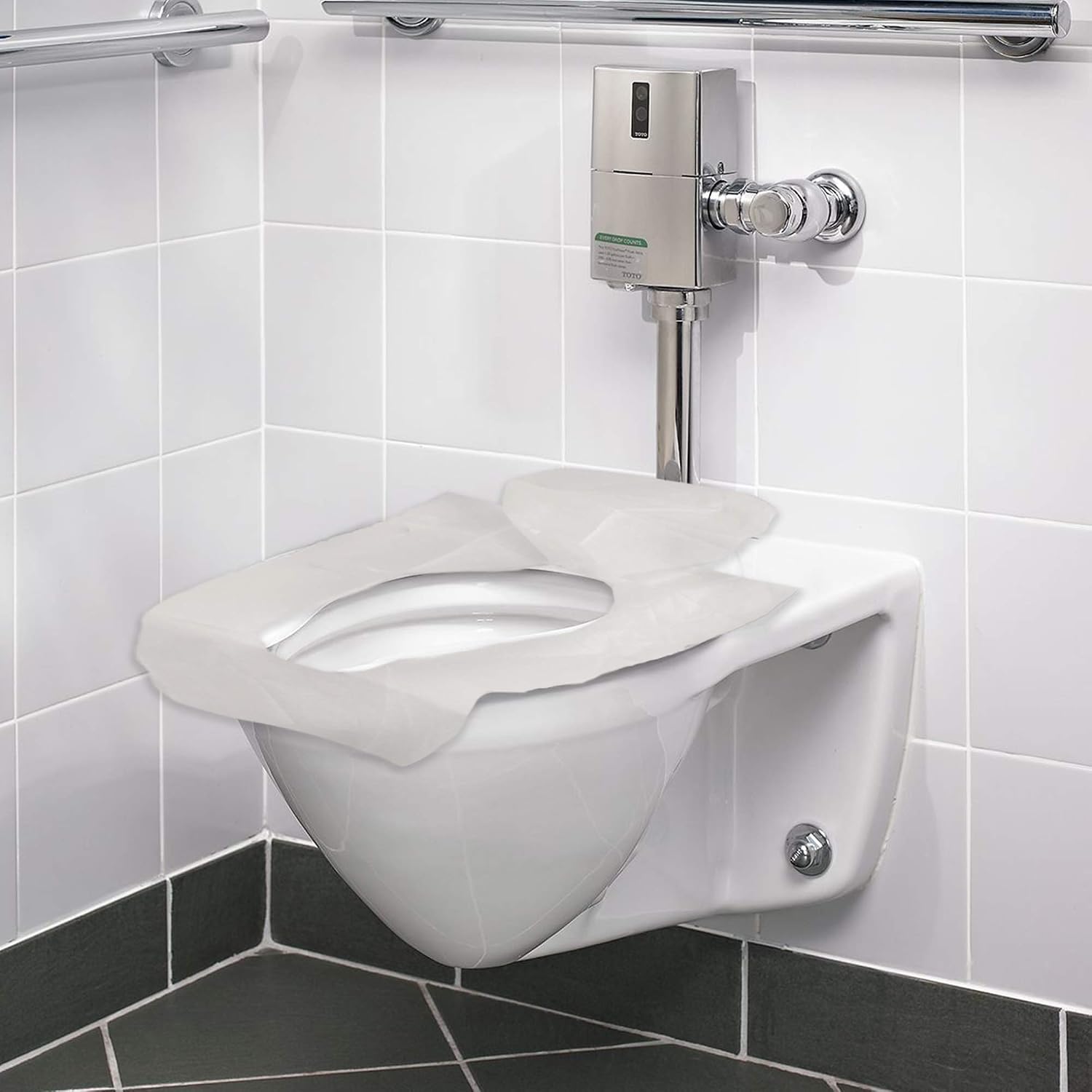 Disposable Paper Toilet Seat Covers - Flushable and Hygienic Travel Paper Potty Barrier for Urinating in Public Hotel, Stations, Restaurants, Plane, Mall, Office Resealable | 6 Pack (60Count) By Cadie
