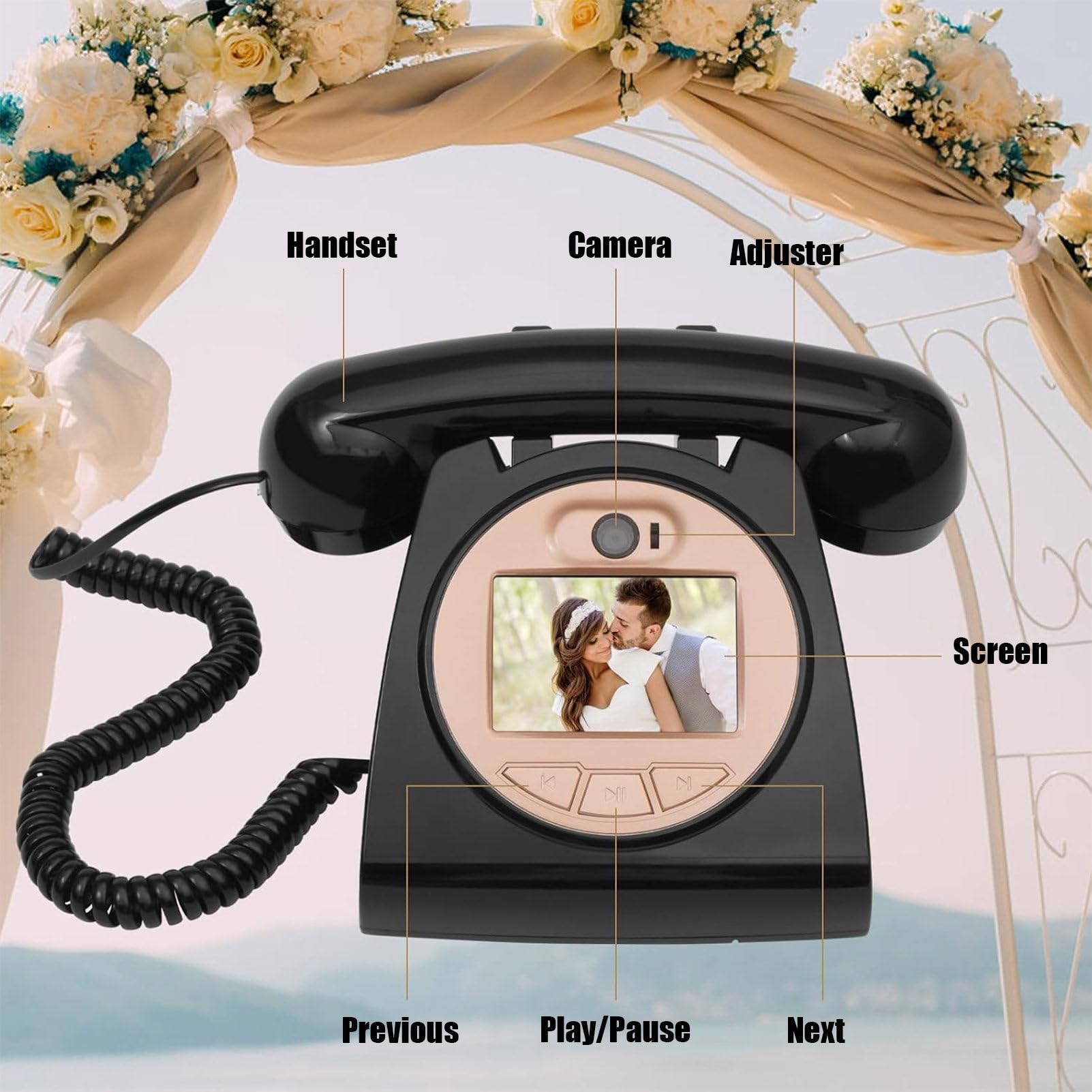 Video Audio Guest Book Telefono, Registrazione 1080P, Personalizzabile per Matrimoni ed Eventi Memorie