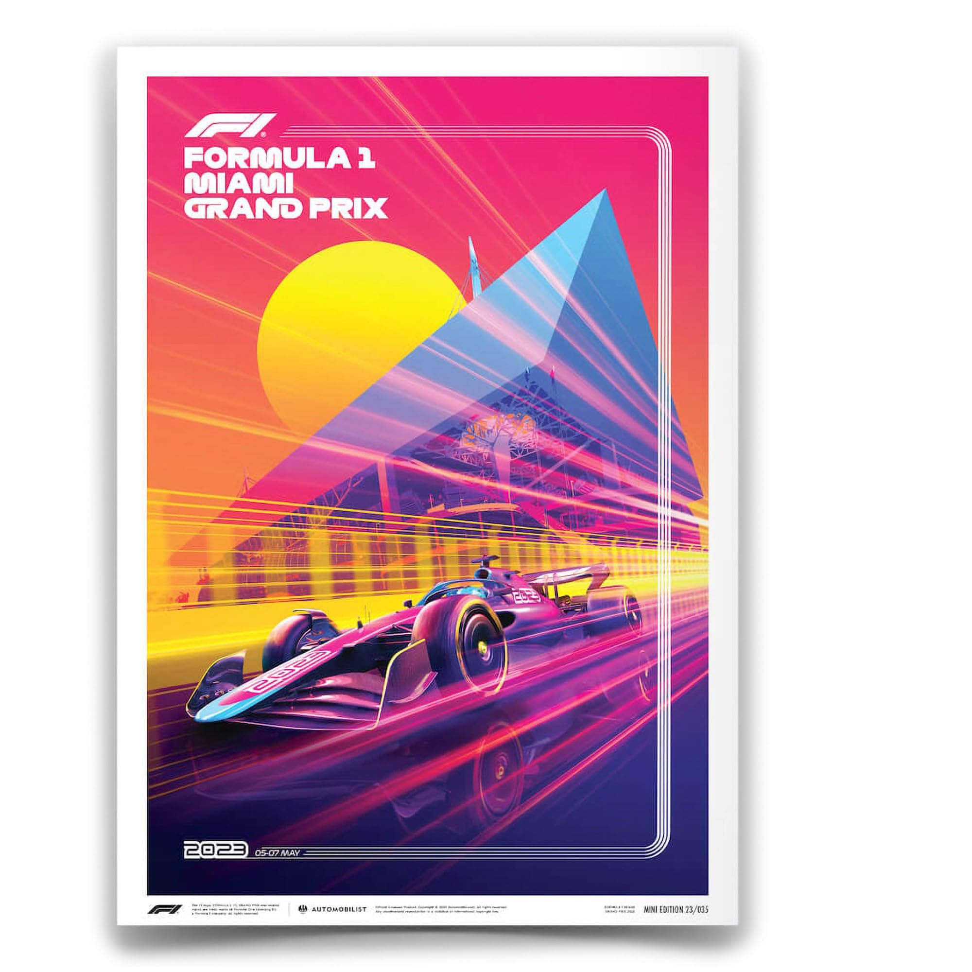 Formula 1 - Crypto.com Miami Grand Prix - 2023 | Mini Edition, 8.25 x 11.75 inch Room Decor & Racing Memorabilia for Men and Teens, Car Art Posters, Man Cave Wall Art, F1 Merchandise Prints