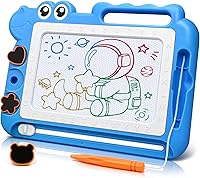 AiTuiTui Dinosaur Magnetic Drawing Board for Toddlers - Colorful Mess-Free Doodle Pad with Stamps, Travel Toy for Kids 3-6 (Blue)