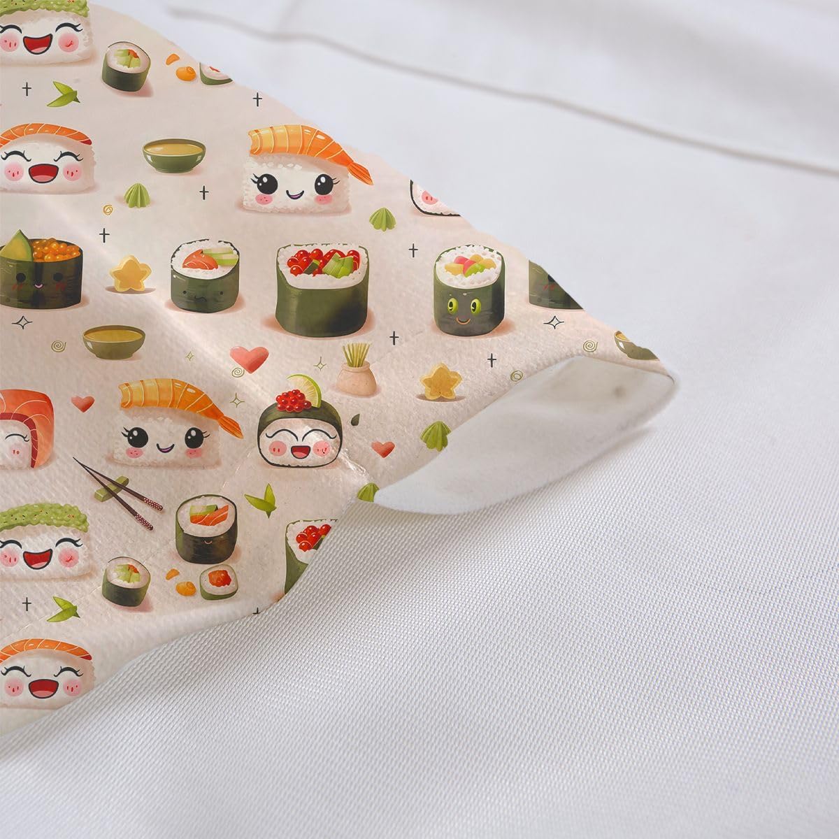 Japanese Sushi Valance Curtains,Delicious Food Window Valances for Living Room Decor,Cute Cartoon Sushi Blackout Window Treatments 1 Panel,Anime Style Kitchen Curtain Valance,52" L X 12" W image 4