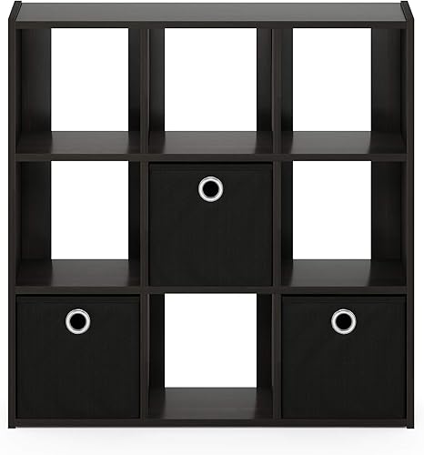 Miniatura 6 de Organizador simple de 9 cubos con cajones, 13207EX/BK, de Furinno Espresso / negro,Gris/Negro,Nogal oscuro,Ámbar Pino/Negro,Americano/Marrón