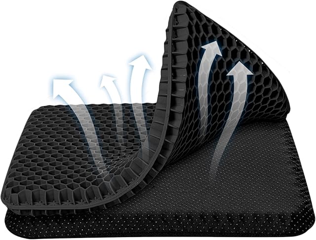u/d Gel Seat Cushion,2021 Double The Latest Thicken Gel Seat Cushion, Breathable Lumbar Support Chair Cushion Chair Pad with Non-Slip Cover for Car/Office/Home/Wheelchair (Black)