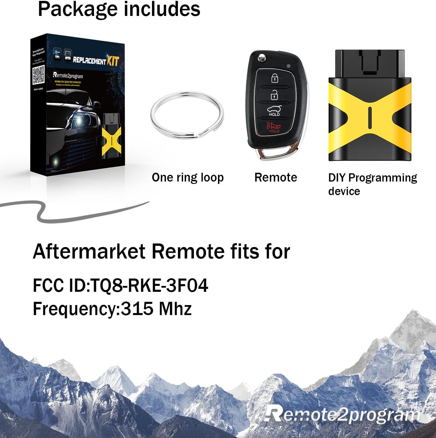 Remote Car Key Fob DIY Programming Smart Remote Control Replacement for 2013-2016 Hyundai Santa Fe with FCC: TQ8-RKE-3F04 (TQ8-RKE-3F04 Self Programming Remote)