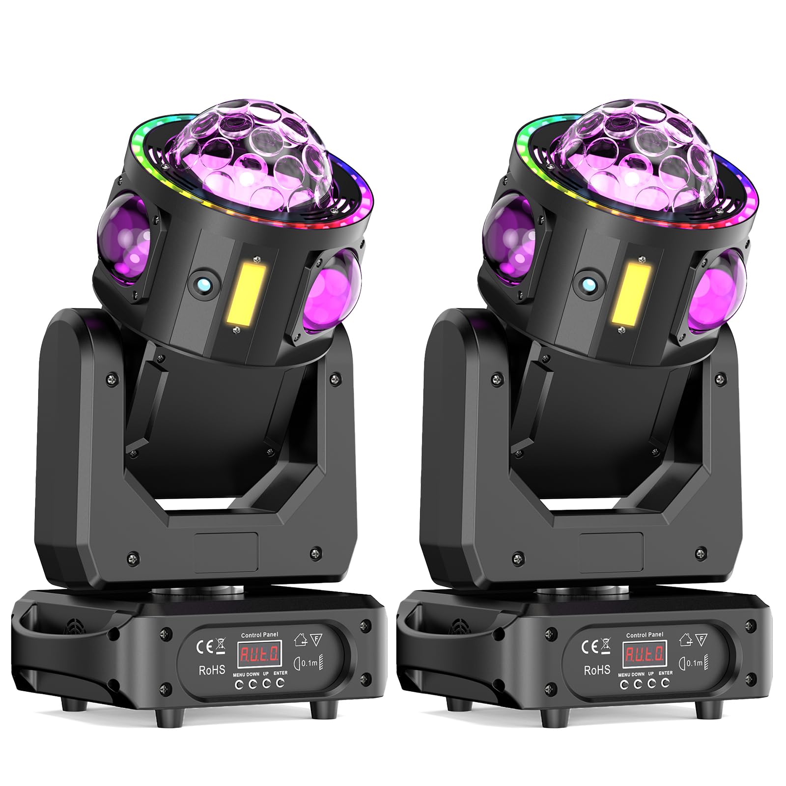 2PCS 150W Lyre LED RGBW Lumière à tête mobile 3 axes Beam Wash Projecteur Rotation infinie Strobe Effekt Lumière de Scène pour Party Club Fête Hochzeit Bar Théâtre