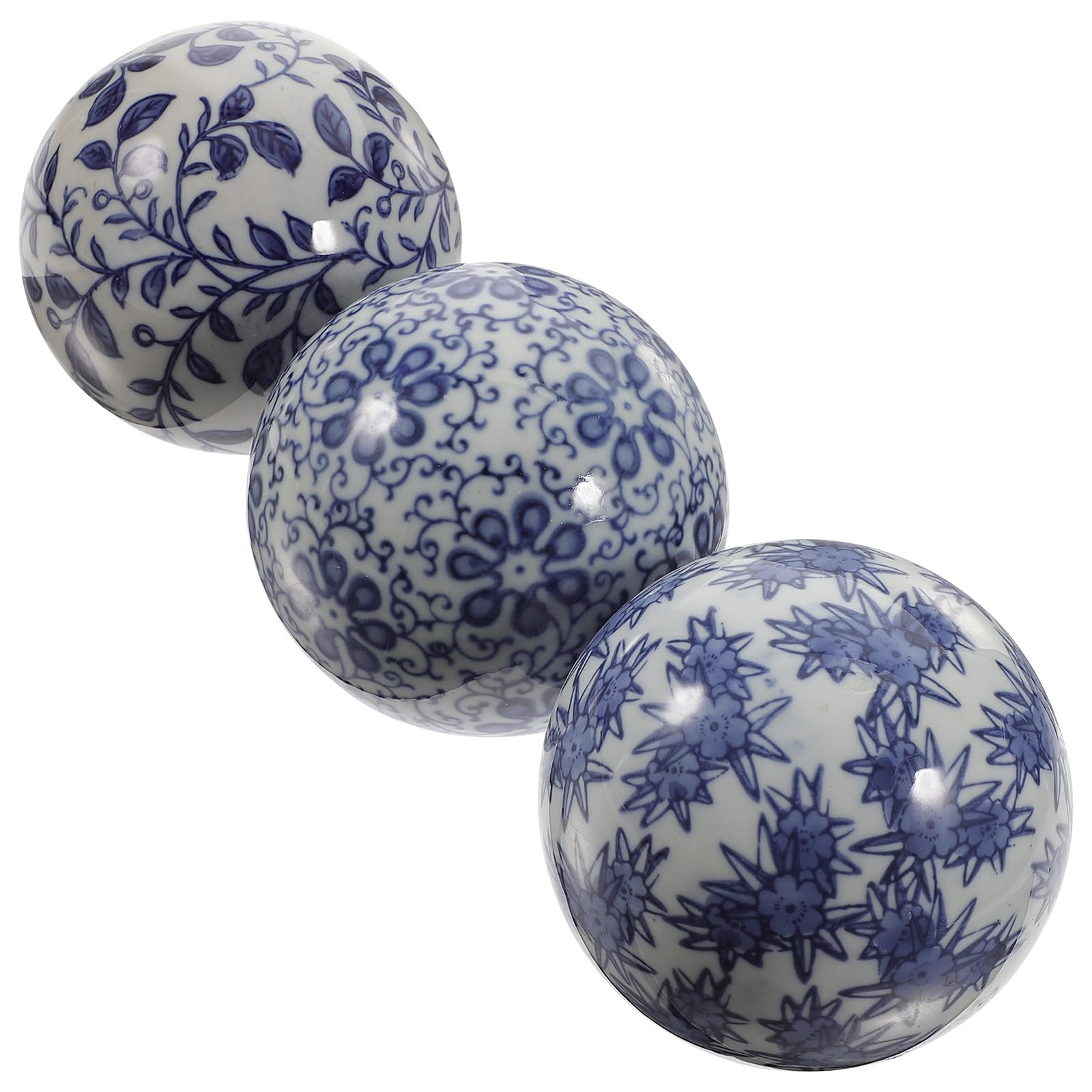Boules décoratives en céramique bleu 10 cm sphères flottantes piscine maison style chinois 3pcs