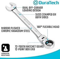 Vista 3 de DURATECH - Juego de llaves de carraca de cabeza flexible, juego de llaves combinadas, 22 piezas, métricas y SAE, 1/4" a 3/4" y 6 a 18 mm, acero