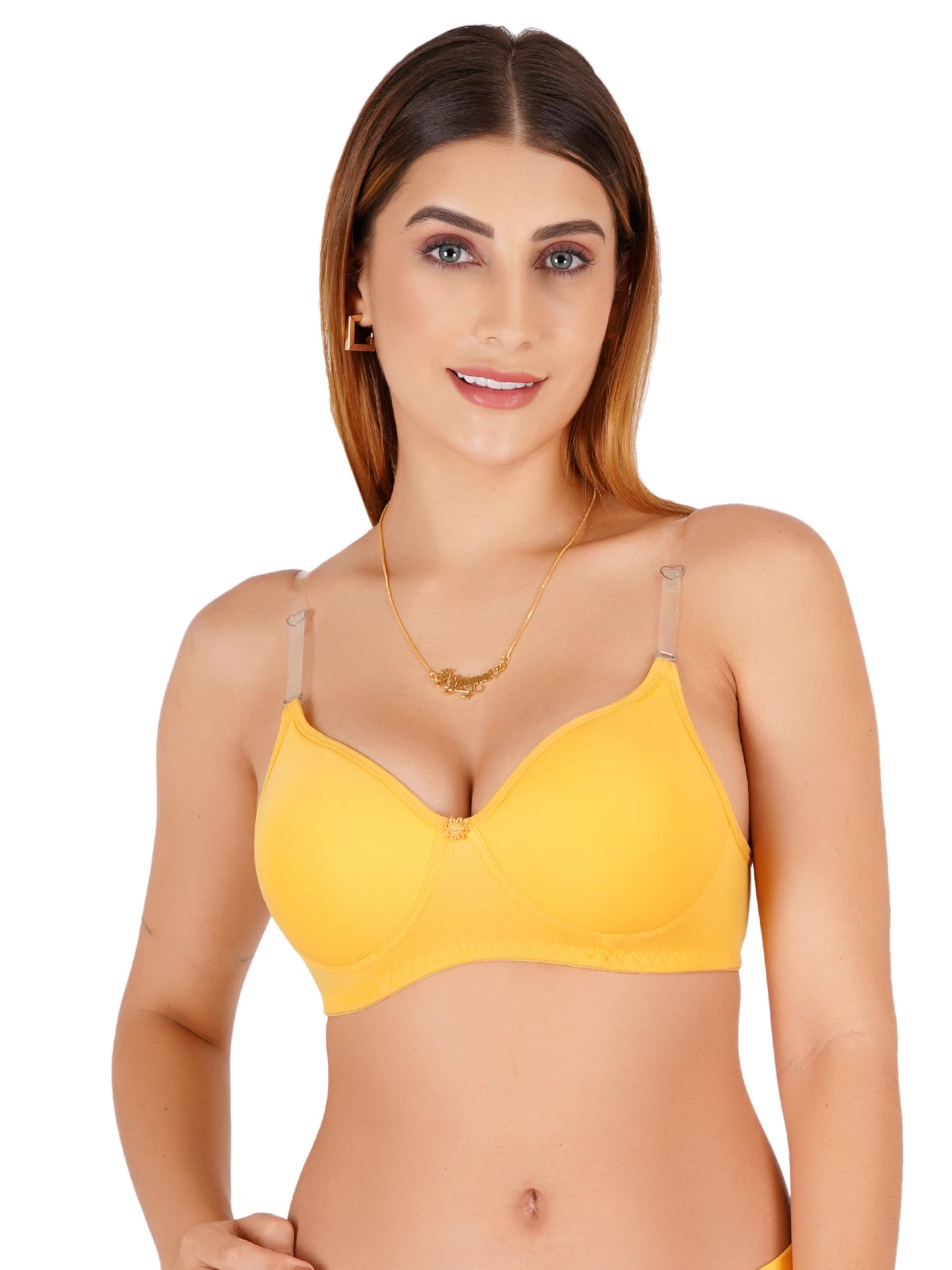 Women Everyday Padded Bra Panty Set with Transparent and Bra Color Strap (Pack of 1)-image-45