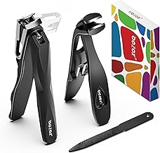 BEZOX Nail Clipper Set for Elderly - Curved Head Nail Clippers with 360° Rotating Jaw for Thick Nails and Metal File for Comfortable and Easy Cutting