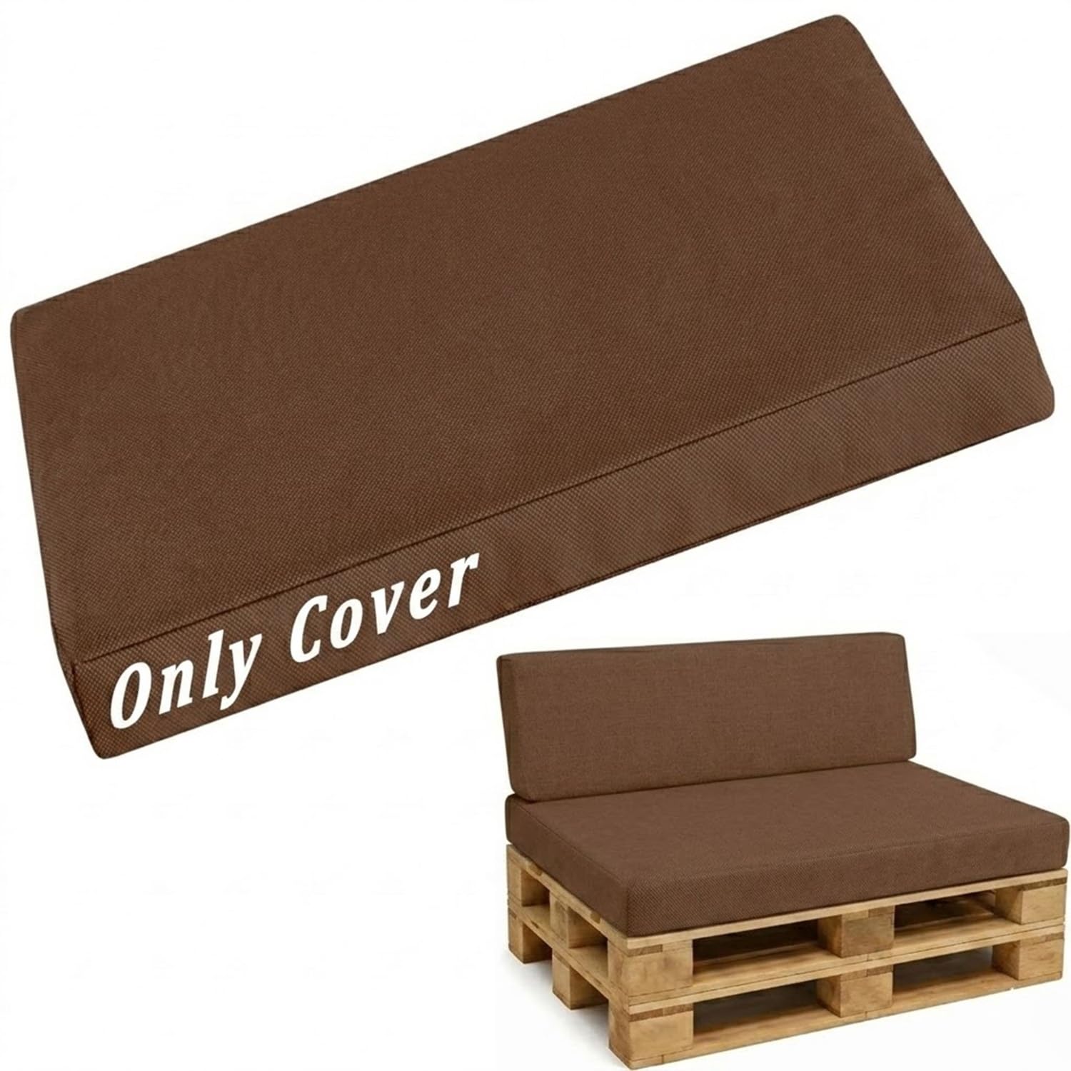 Replacement Pallet Cushion Covers 120×80 60×40 120×60 120×40, Waterproof Oxford Patio Furniture Slipcover with Zipper, Wedge Backrest Outdoor Sofa Protector(Coffee,Back 60x40cm)