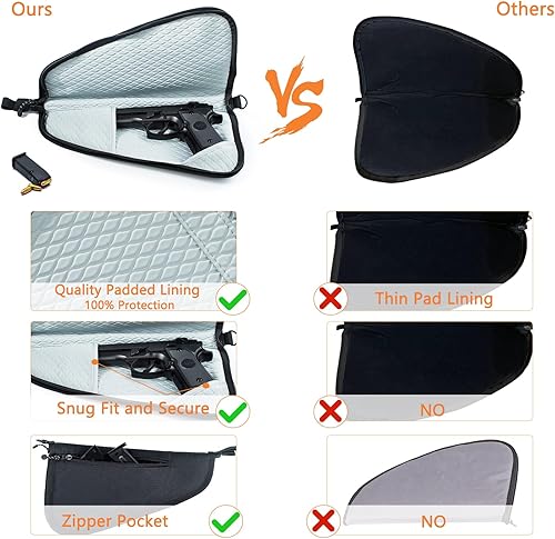 Miniatura 3 de Estuche suave para pistolas, funda para pistola individual para pistolas, bolsa de pistola con cremallera bloqueable, bolsa de transporte oculta,