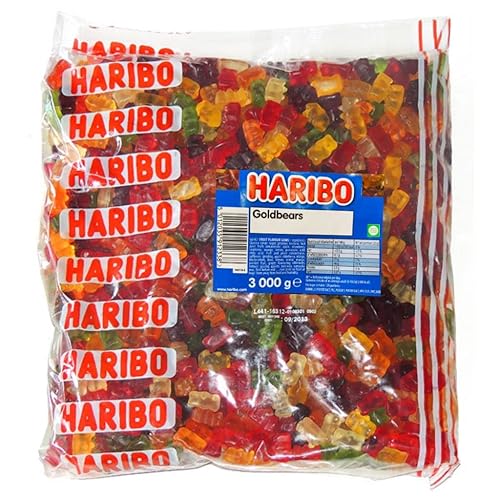 Haribo Giant 3kg Bulk Sweets - Perfect for Parties and Celebrations - Delicious Gummy Sweets | Krazy Kandi (Gold Bears 3KG) - Gold Bears 3KG