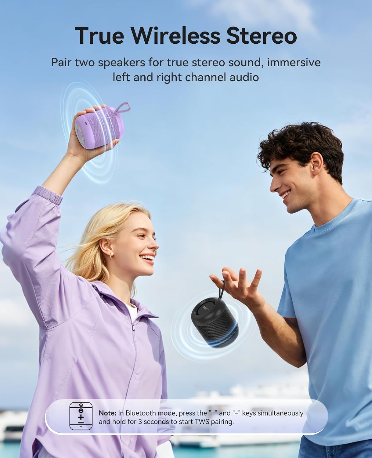 ORICO Portable Bluetooth Speaker, 27H Playtime, IPX5, Wireless, Small | Bluetooth 6.0, TWS Pairing, HiFi Sound, Beach Essentials for Home, Outdoor, Camping and Travel, Black - BG01