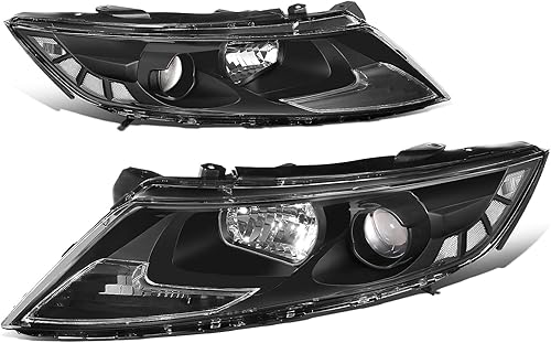 DNA MOTORING HL-OH-KOPT11-BK-CL1 - Par de faros halógenos reflectores transparentes negros compatibles con modelos híbridos Optima Exclude