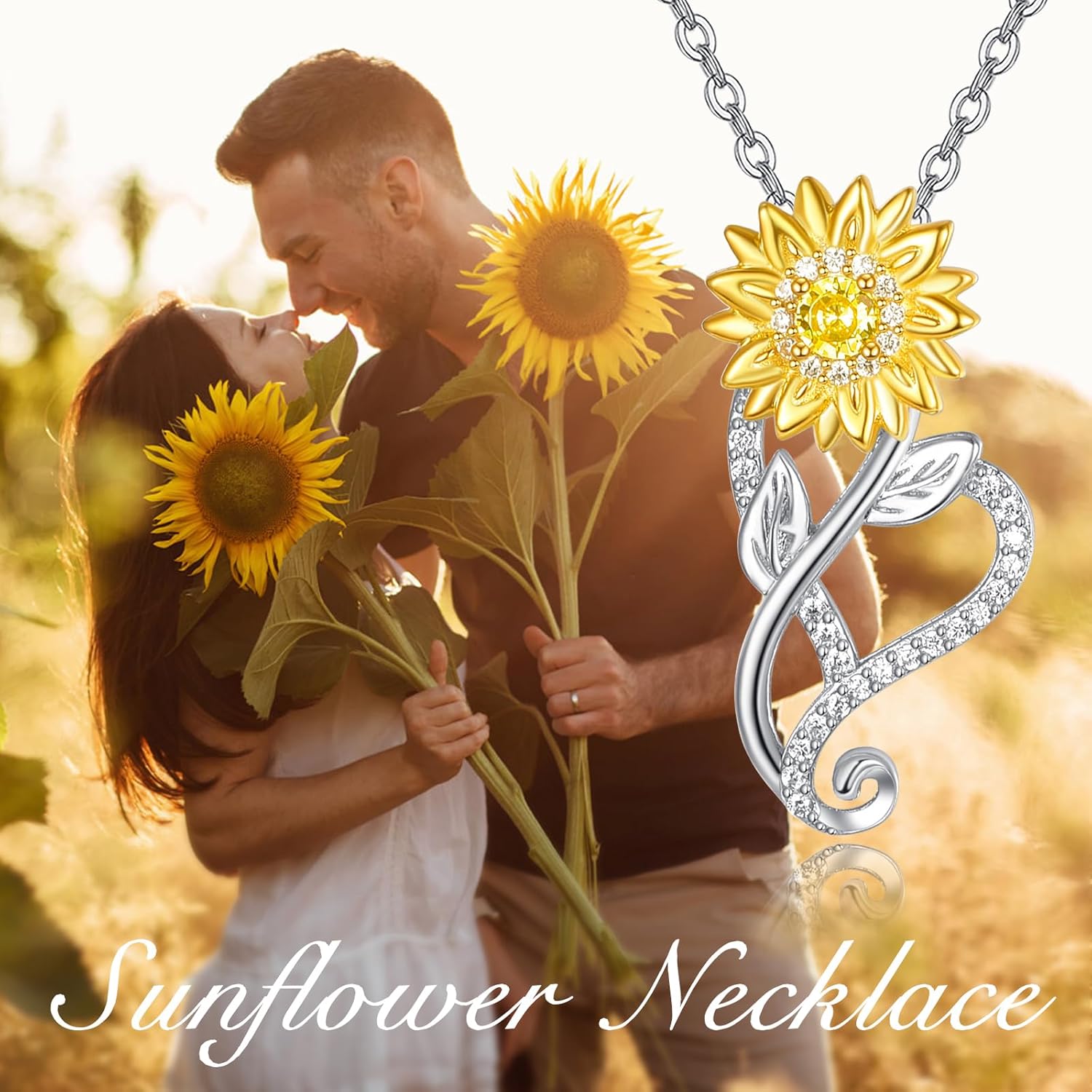 AENEAS Valentines Day Gifts for Women Sunflower Necklace for Women Gold Plated Sterling Silver Heart Sunflower Pendant Necklace Sunshine Jewelry Anniversary Birthday Gift for Wife Mom Her - Image 5