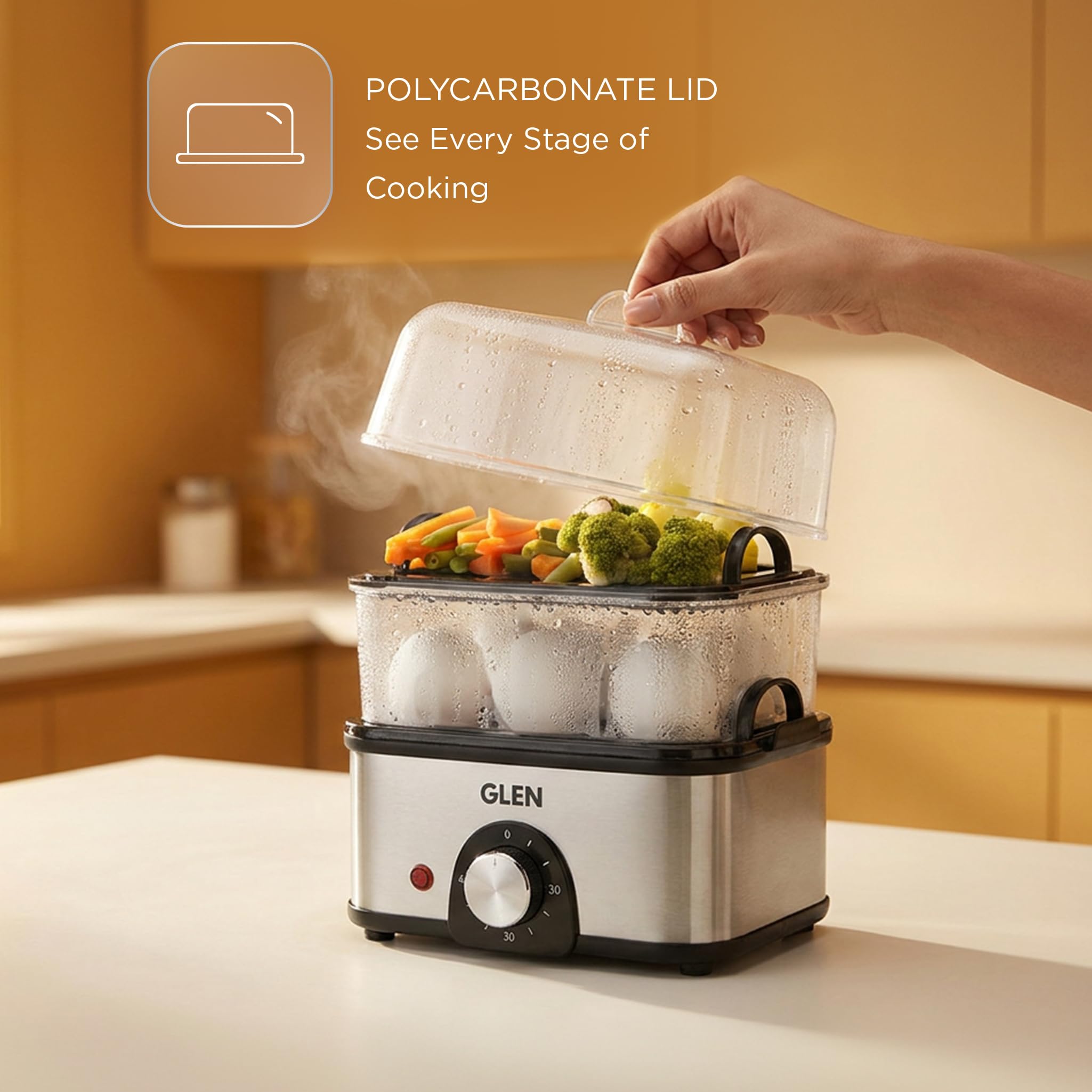 Glen 3-in-1 Multi Cooker: Egg Boiler, Steamer & More -5