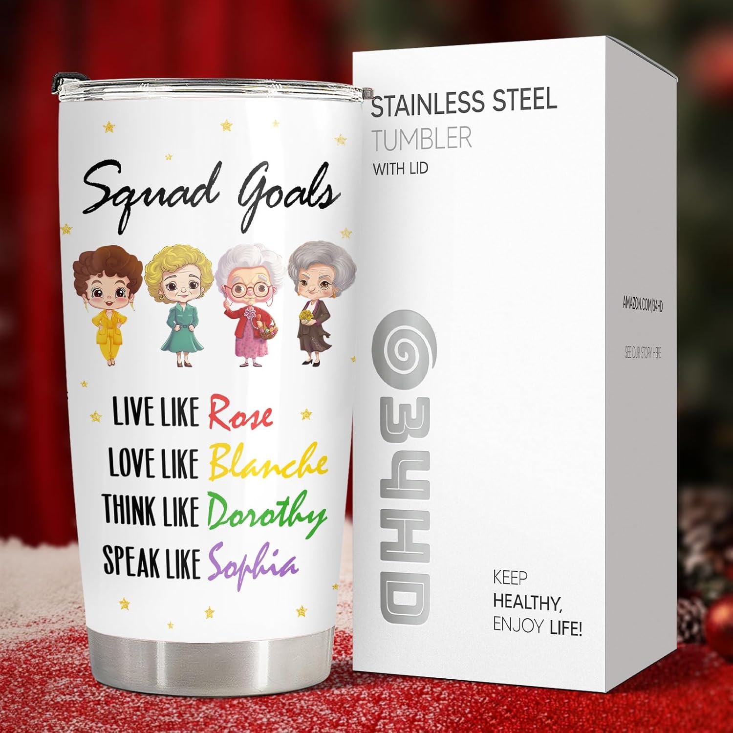 34HD Golden Girls Squad Tumbler 20oz with Lid, Funny Retro TV Show Insulated Travel Coffee Mug for Fans - Birthday Gift for Friends, Friendship and Besties - Image 7