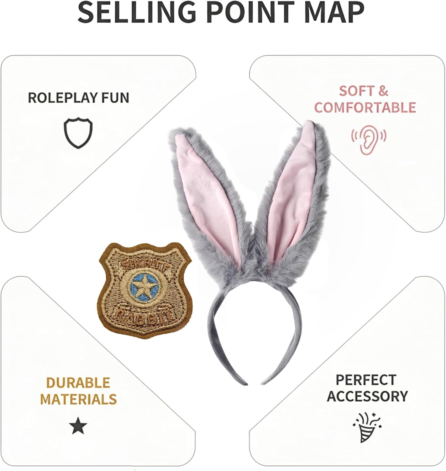 Easter bunny headband Rabbit Ears Headband Costume Accessories Cosplay Hair bands - Image 2