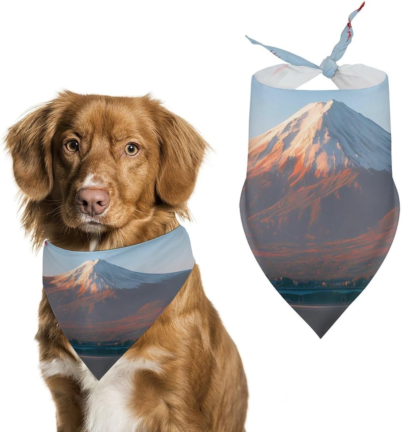 Mount Fuji Lake Landscape Dog Bandanas Adjustable Triangle Scarfs