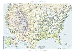 American Highways Wall Map - 22.75" x 15.5" Laminated