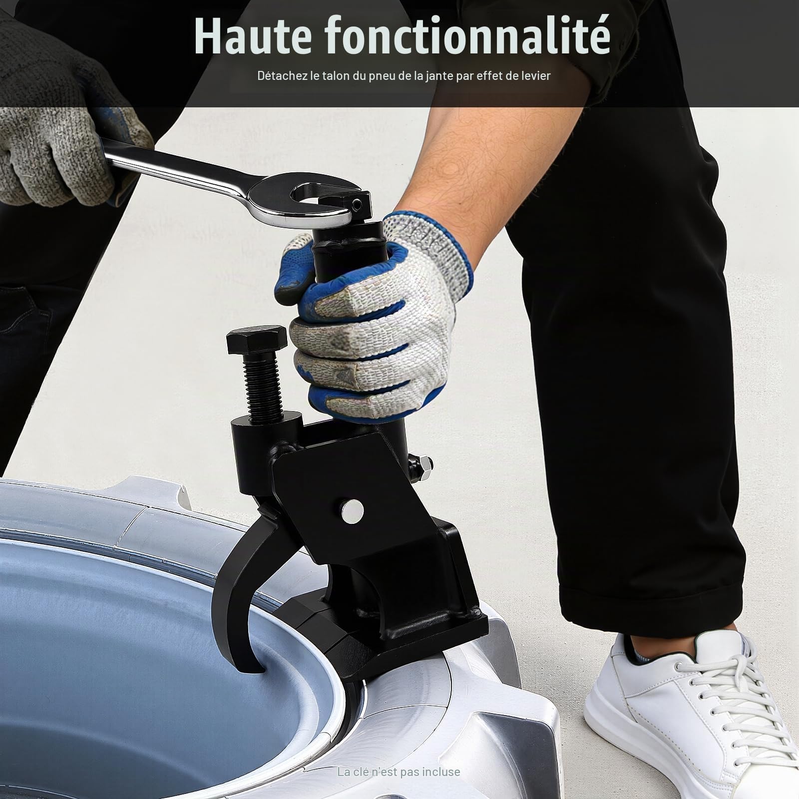 Concasseur de Pneu Manuel - Détalonneur Pneu Démonte - Changeur De Pneu Avec Tapis En Caoutchouc - Pneus Manuel Convient 10 à 21 Pouces Kit Réparation Ajustable