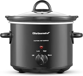Elite Gourmet MST-350B 3 Quart Slow Cooker Black - Adjustable Temp, Dishwasher Safe Crock & Lid for Stews, Roasts, Sauces