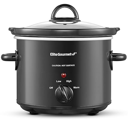 Elite Gourmet MST-350B Electric Slow Cooker, Adjustable Temp, Entrees, Sauces,