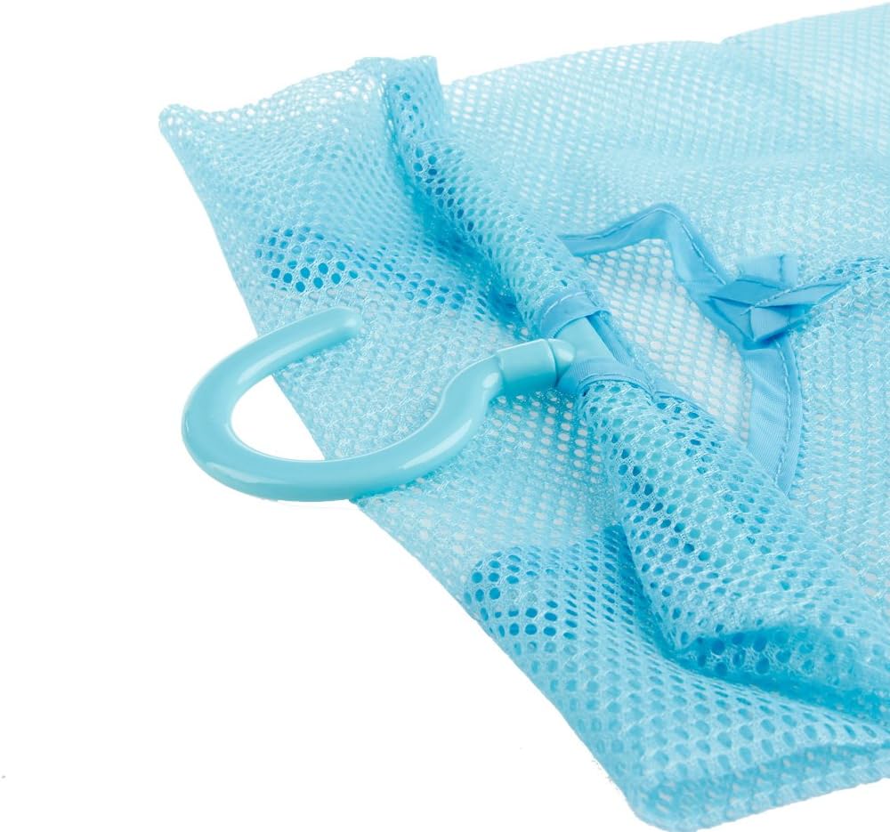 Kitchen Bathroom Hanging Storage Clothespin Hanging Mesh Bag Hook Organizer, 25*29cm, Blue