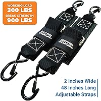 Vista 5 de Boat Tie Down Straps to Trailer, 2 Inch x 48 Inch Marine Grade Transom Straps, Heavy Duty Manual Buckle Clasp, Short, Boat Tie Downs for Trailer