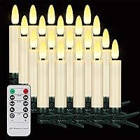 Vista 9 de 10 velas LED para ventana con temporizador remoto, velas cónicas sin llama, funcionan con pilas, luces de vela de Navidad parpadeantes blancas
