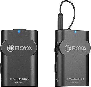 BOYA BY-WM4 Pro 2.4GHz Wireless Lavalier Microphone System Compatible with DSLR Cameras, Camcorders, iPhone, Android Smartphones, and Tablets for Recording, YouTube Video, Live Stream, Vlog, Interview